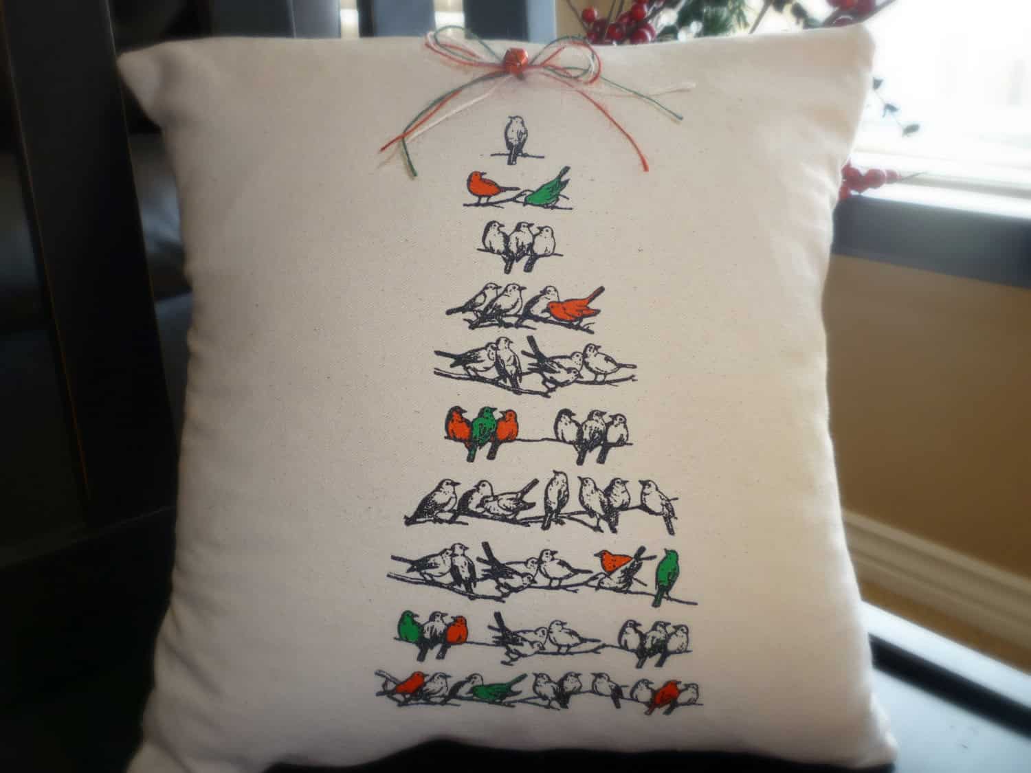 Birds in a Bird Tree Christmas Pillow Cover Another Collection of 17 Christmas Pillow Designs (4)