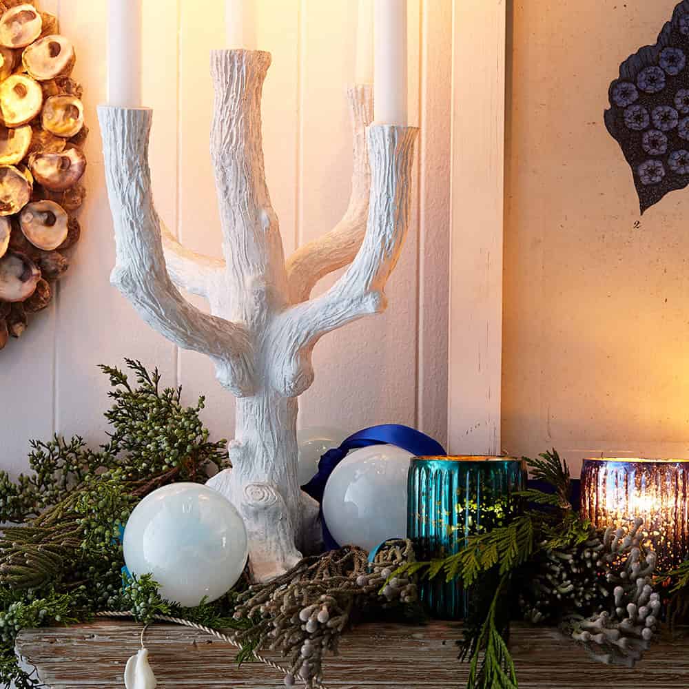 Coastal Christmas White and Blue Interior Design 15