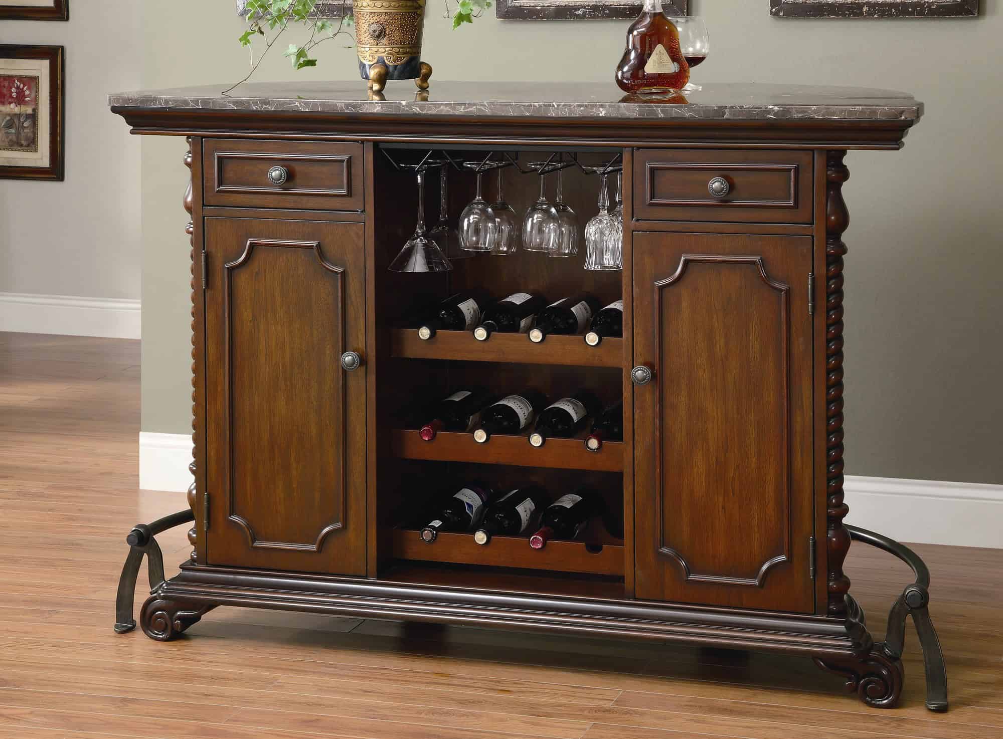 Wildon Home ® Flower Mound Bar Unit in Cherry 19 Classy Bar Designs for New Year's Party (10)