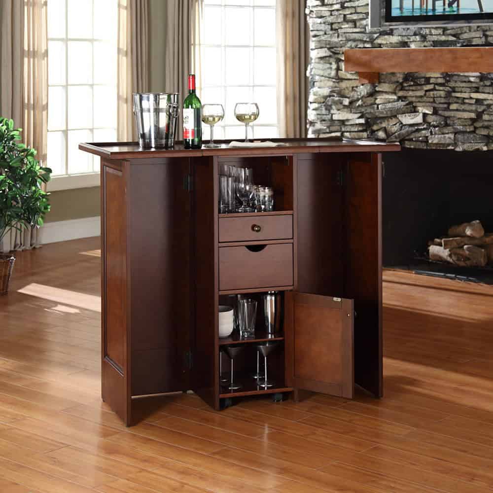 Crosley Mobile Folding Bar in Vintage Mahogany 19 Classy Bar Designs for New Year's Party (6)