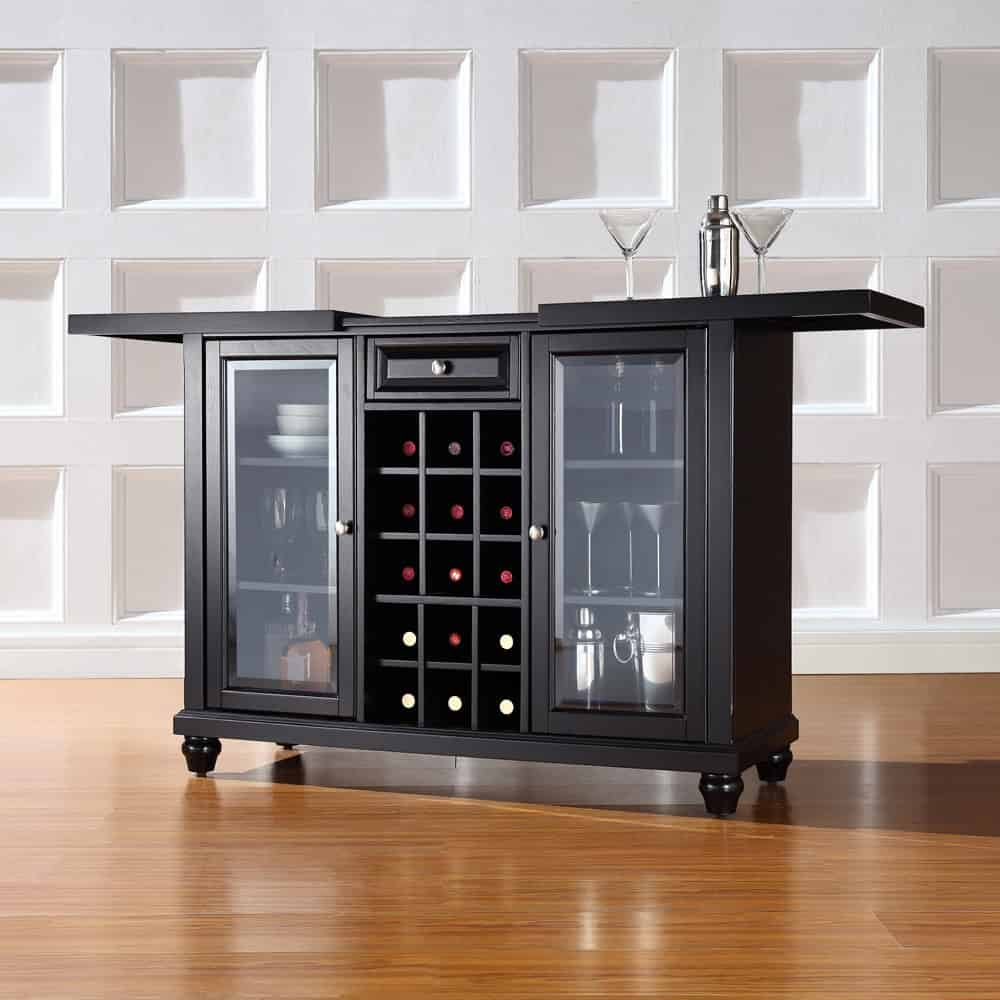 Crosley Cambridge Sliding Top Bar Cabinet in Black 19 Classy Bar Designs for New Year's Party (7)