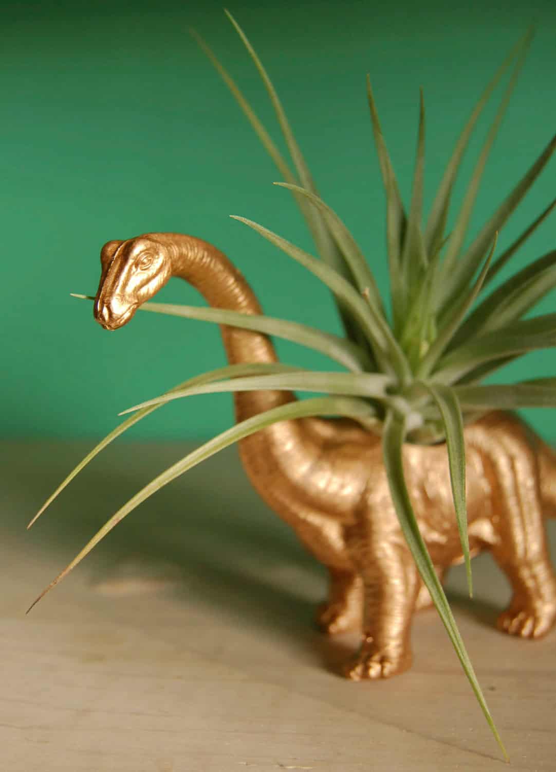 Gold Dinosaur Tillandsia Planter 20 Creative Handmade Planter Designs (10)