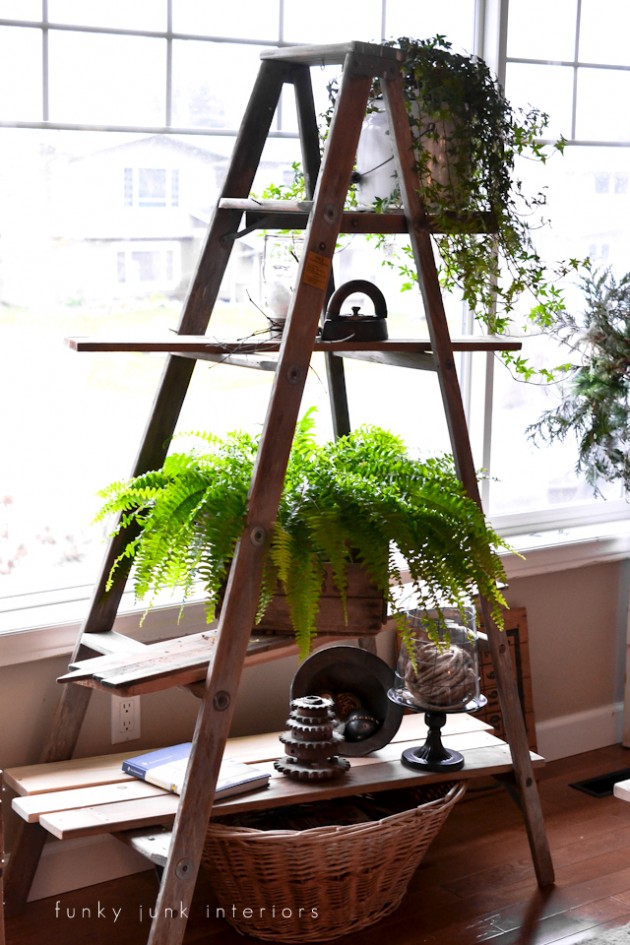 Top 45 Inspirational Ideas How To Repurpose Ladders for Vintage Look of Your Home