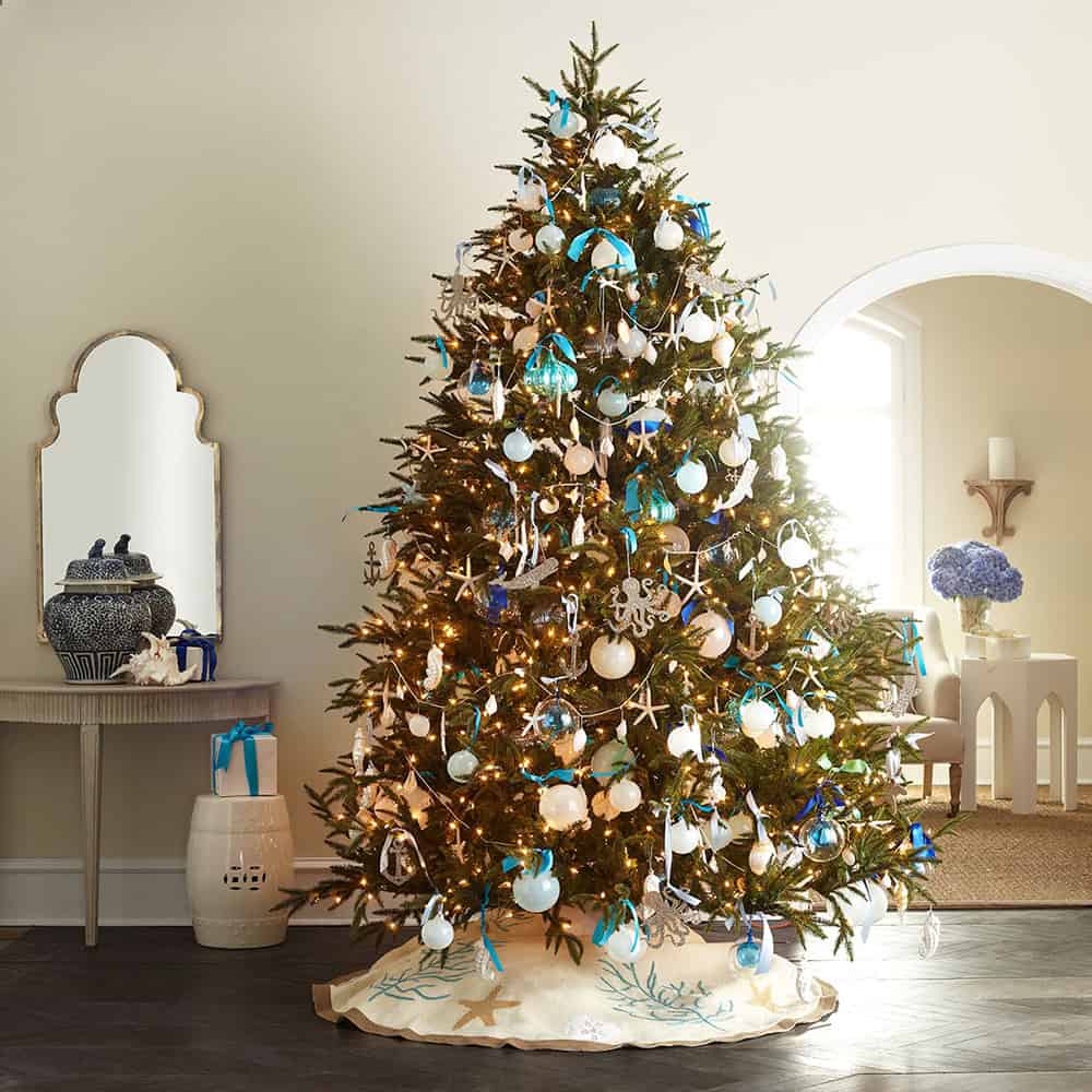 Coastal Christmas White and Blue Interior Design 5