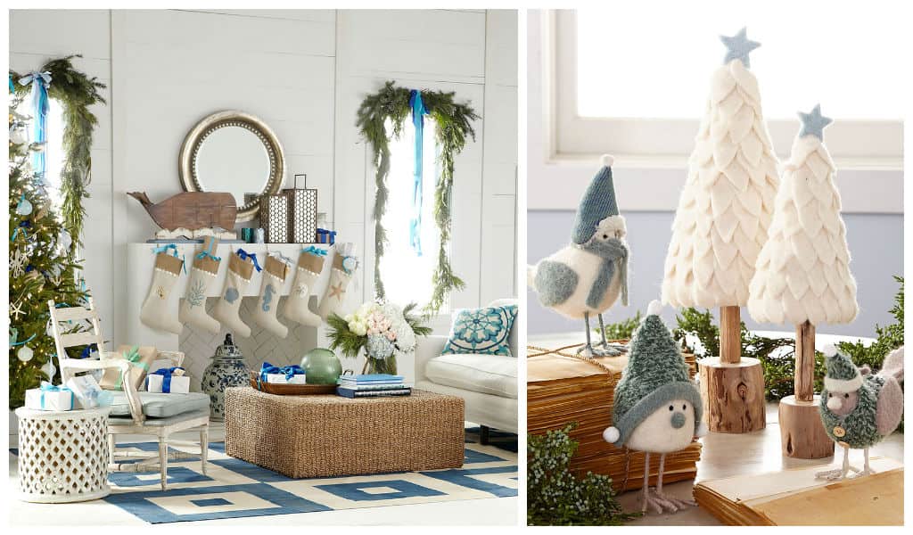 Coastal Christmas White and Blue Interior Design