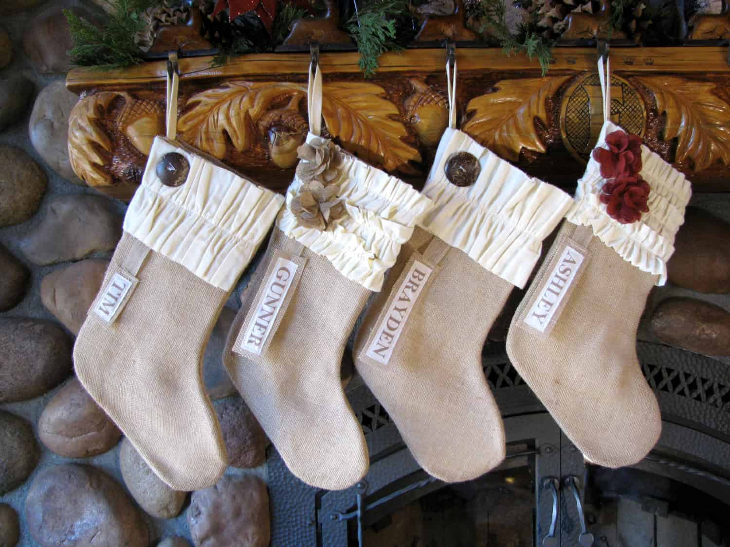 Personalized Christmas Stocking: Neutrals Collection Use Christmas Stockings as Christmas Decorations - 15 Designs (1)
