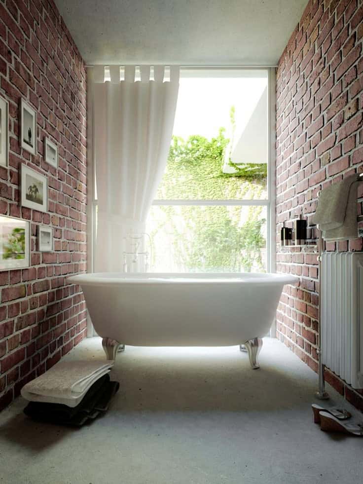 25 Chic Bathrooms With Brick Walls 16