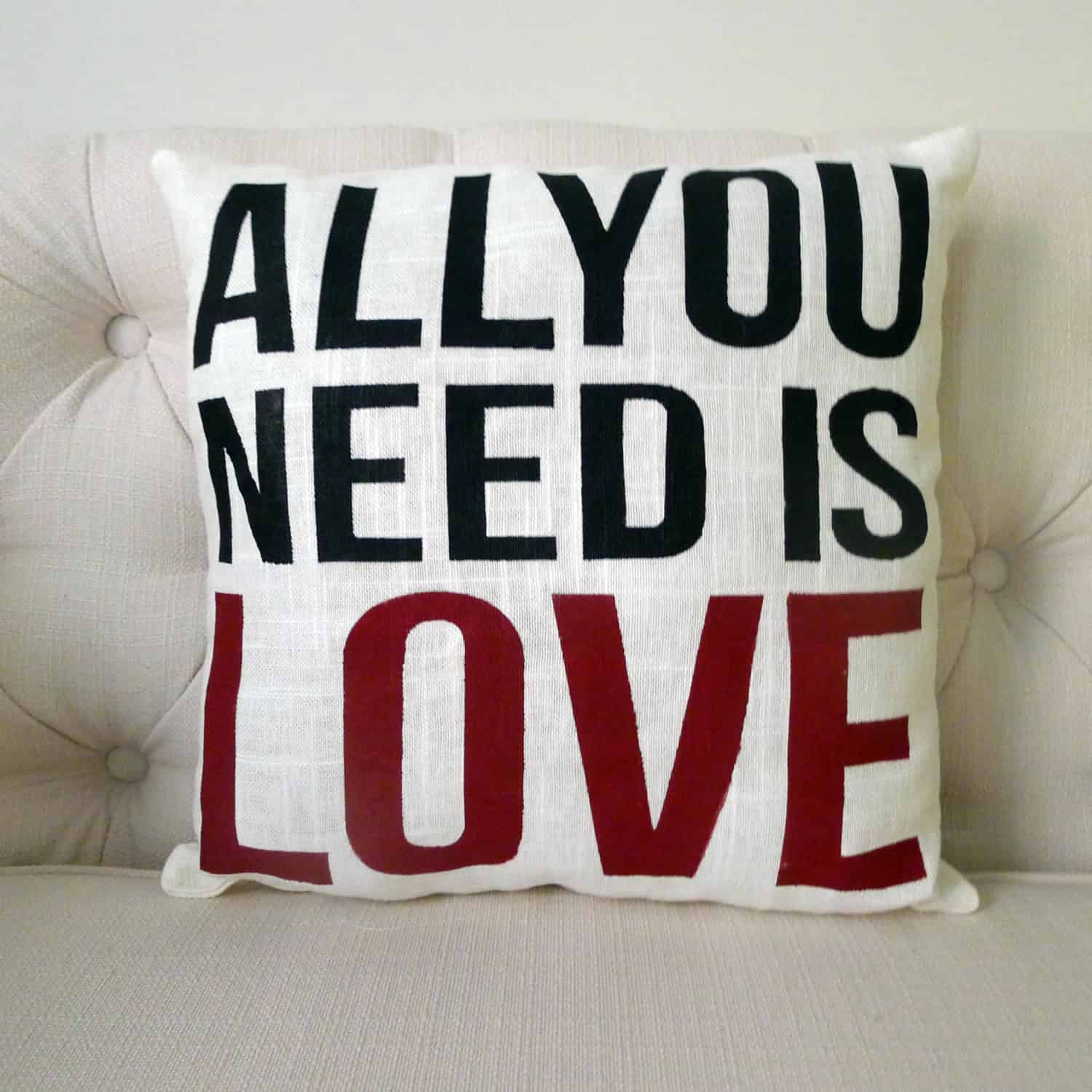 All You Need Is Love pillow 17 Fascinating Handmade Valentine's Day Pillow Designs (14)