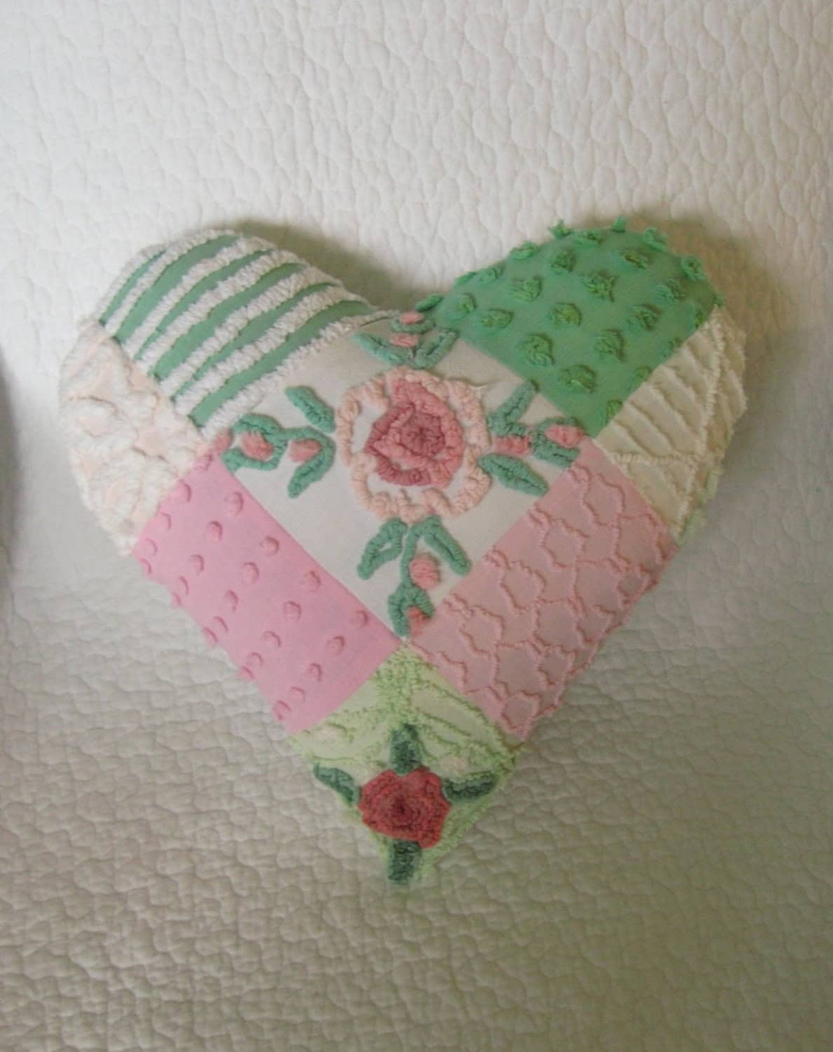 Valentine Vintage Chenille Pillow 17 Fascinating Handmade Valentine's Day Pillow Designs (8)
