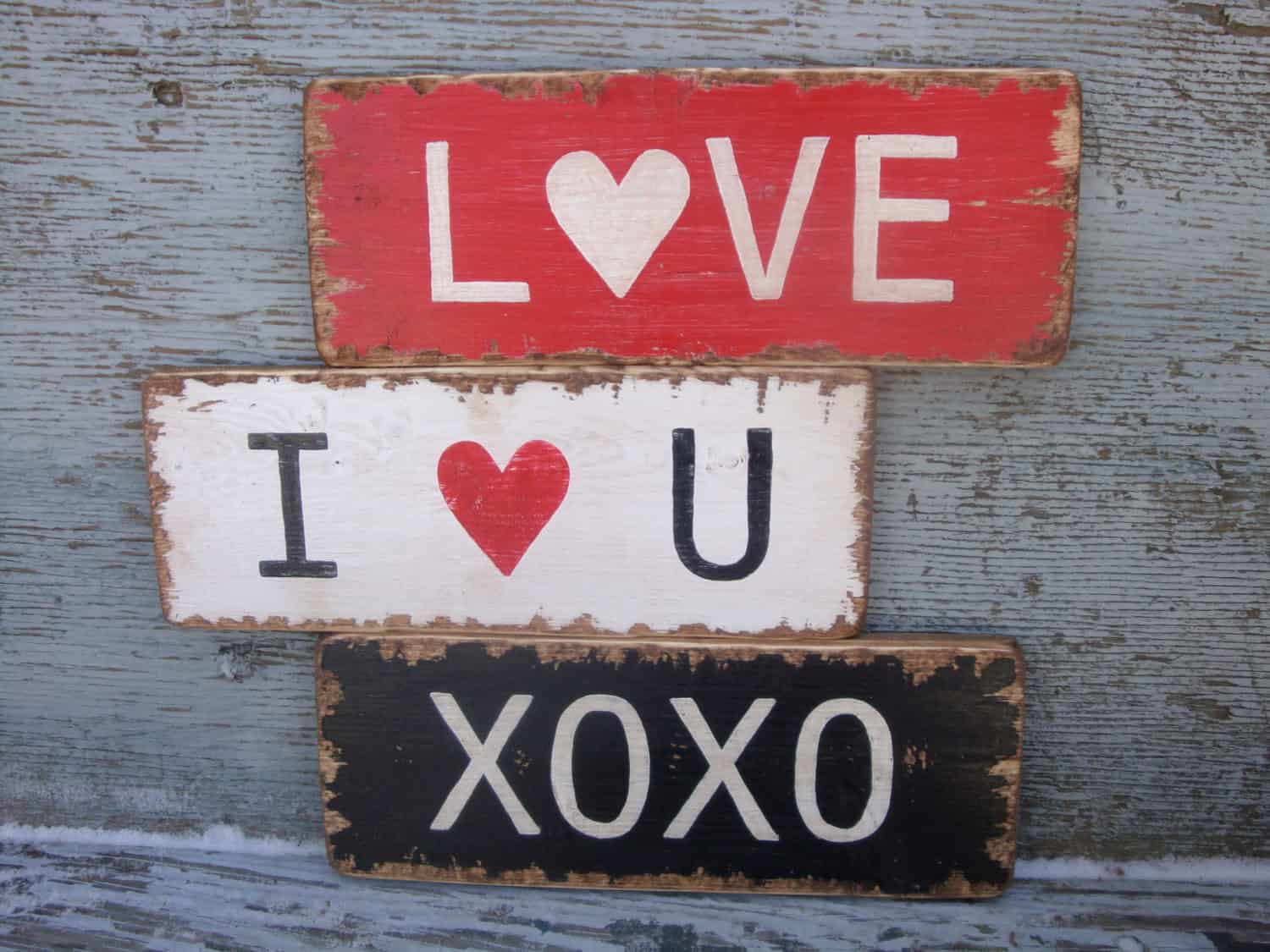 Rustic Distressed Love Heart Valentines Day Decor Wood Signs 18 Various Wonderful Valentine's Decorations for Your Home (9)