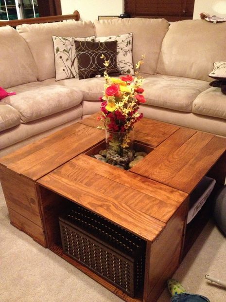 coffee table crate diy wooden tables side storage plans crates furniture decor antique wood box build fancy simple rustic tutorial