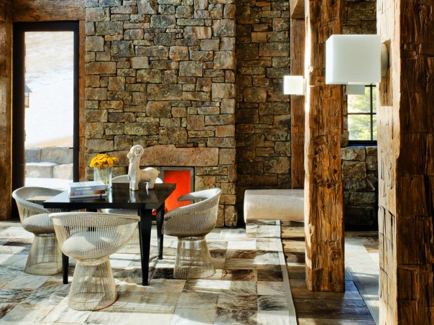 stone rustic interior walls modern natural room wood architecture style montana wall living interiors residence divine enhancing designs texture rock