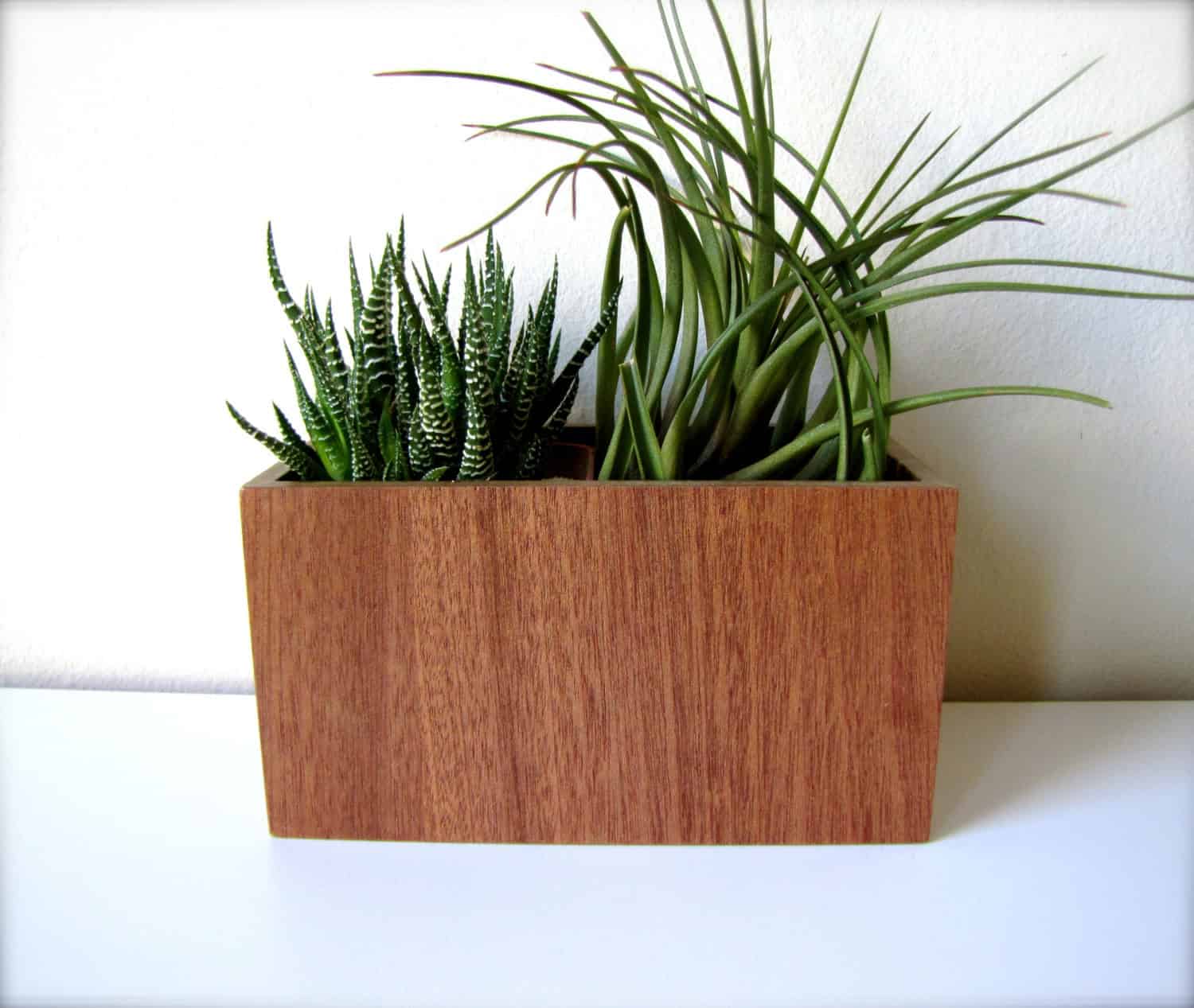 Mahogany Desktop Planter 16 Minimalistic Handmade Wooden Planter Designs (12)