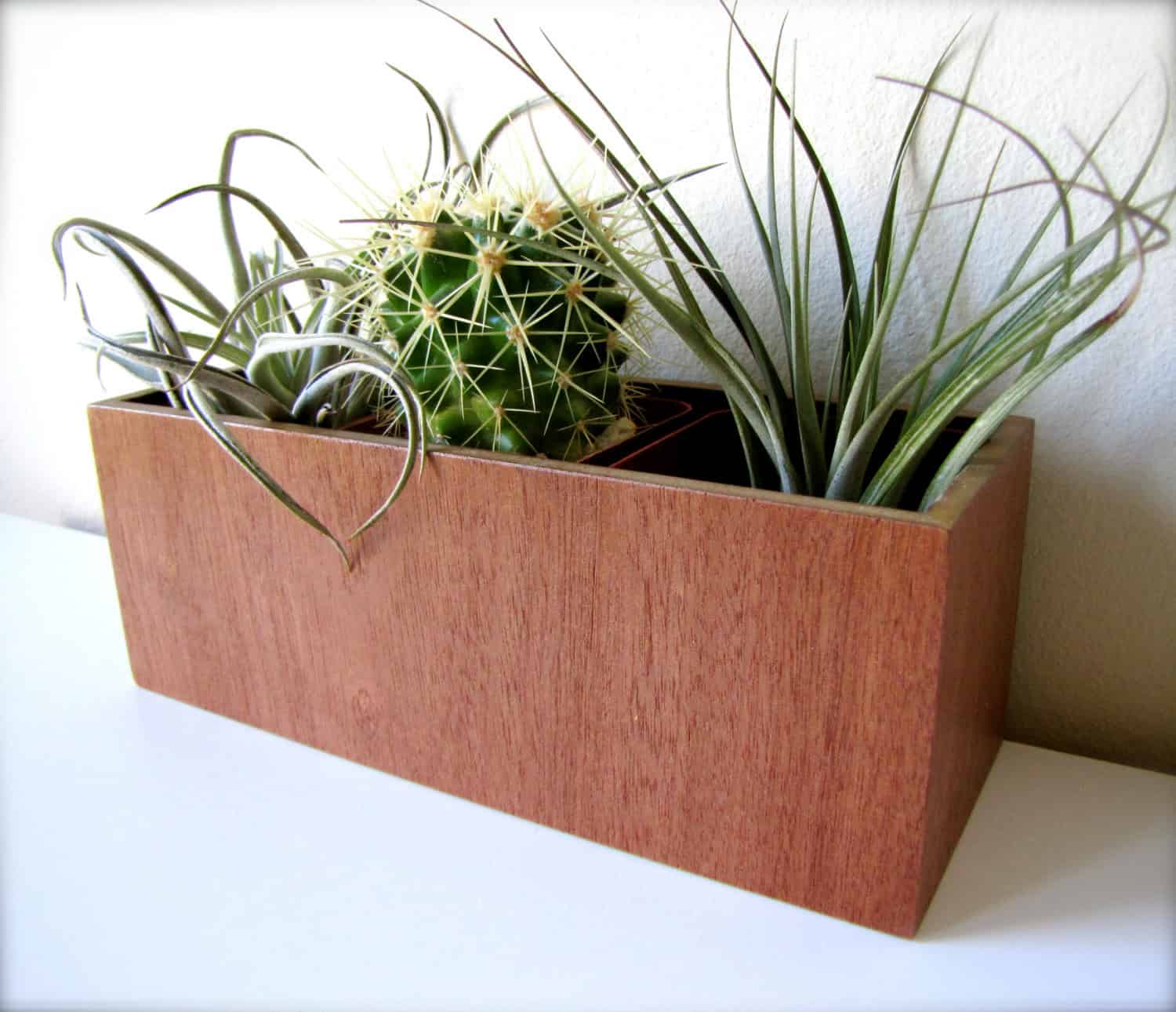 Plant Holder for Succulents, Cacti, or Air Plants in MAHOGANY 16 Minimalistic Handmade Wooden Planter Designs (7)