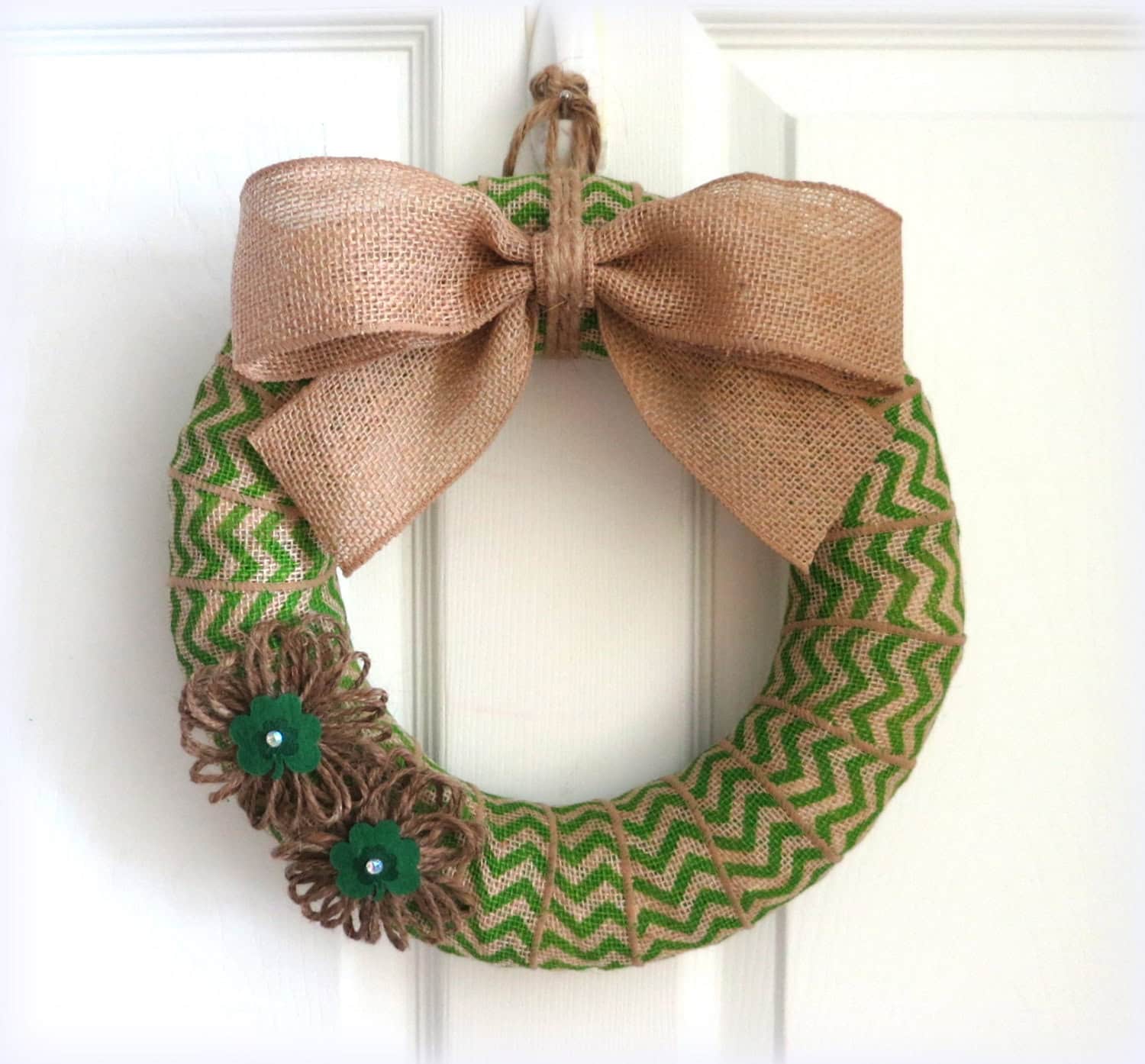 St. Patrick’s Day Burlap Chevron Wreath Buy it here: www.etsy.com