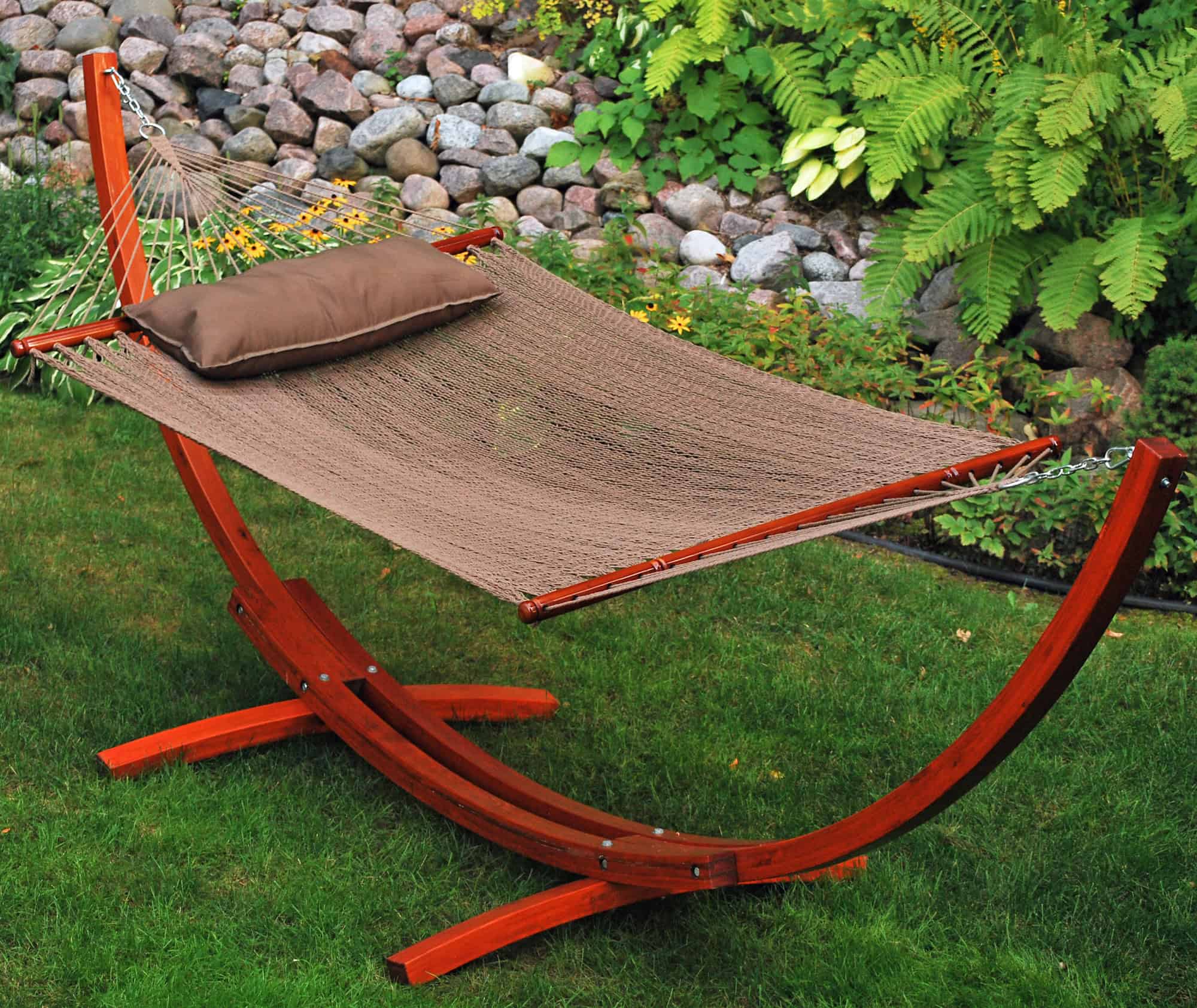 Arc Stand and Caribbean Hammock with Pillow Buy it here: www.wayfair.com