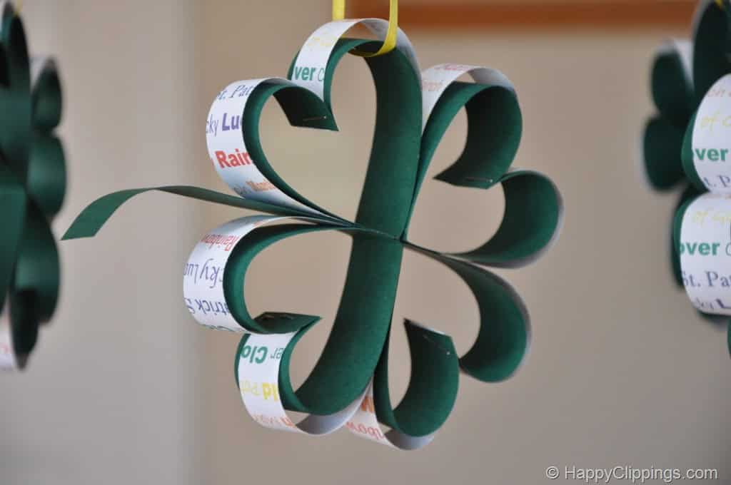 DIY: Hanging Paper Four Leaf Clovers 4