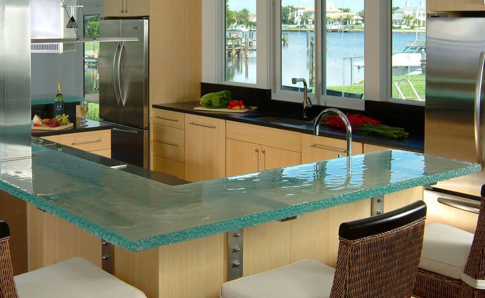 19 Adorable & Stylish Glass Kitchen Countertop Design Ideas 1
