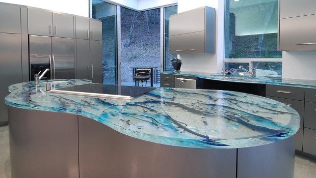 19 Adorable & Stylish Glass Kitchen Countertop Design Ideas