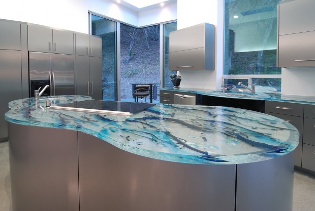 19 Adorable & Stylish Glass Kitchen Countertop Design Ideas