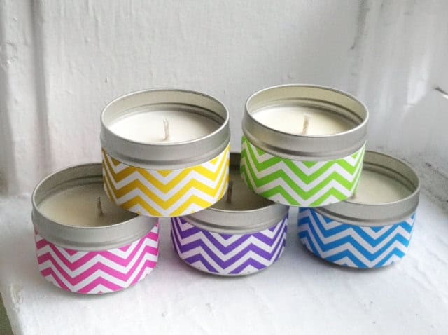 Eco-Friendly Multicolored Chevron Scented Soy Candle Buy it here: www.etsy.com