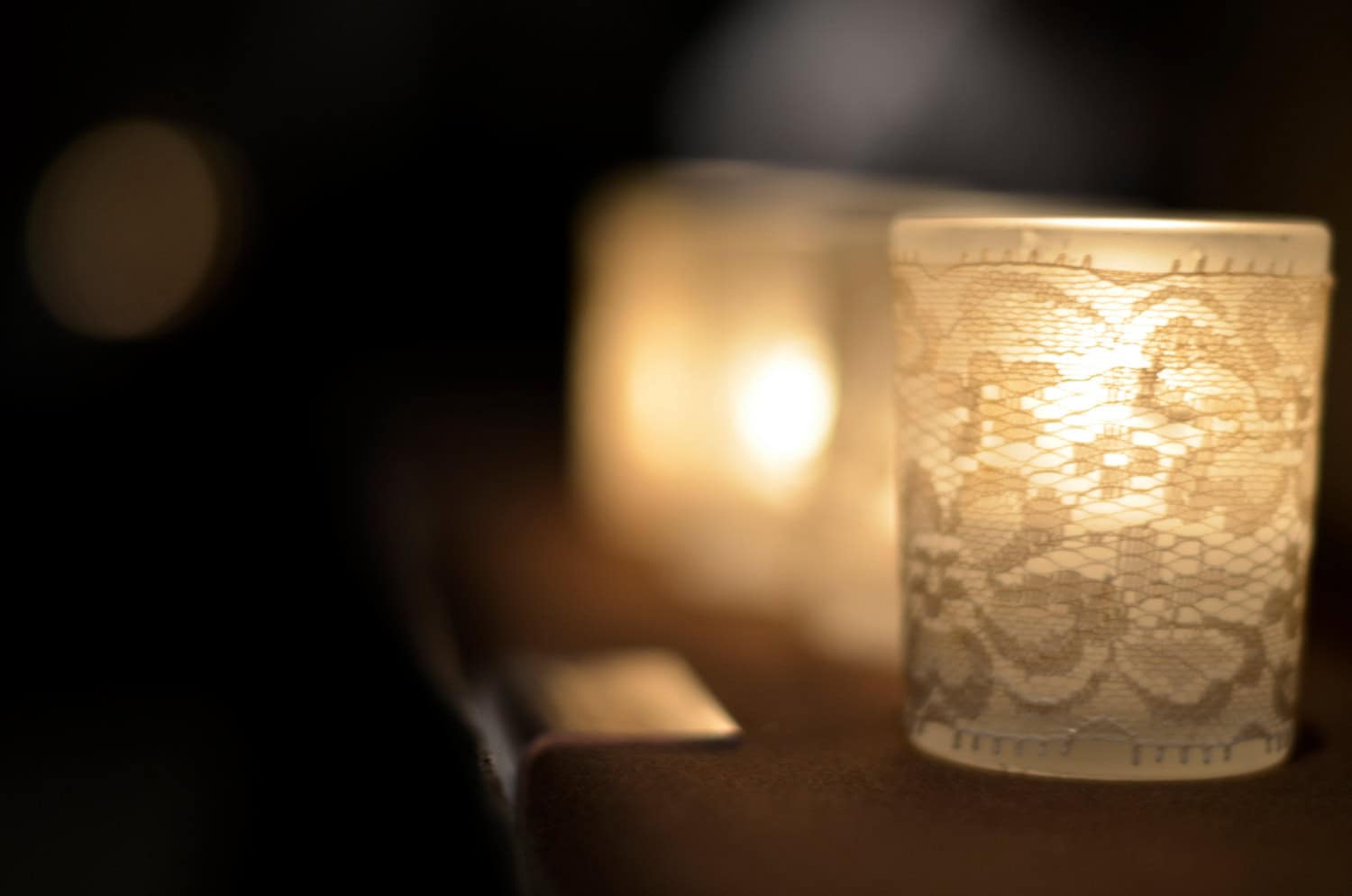 Vintage looking lace votive candle slip covers Buy it here: www.etsy.com