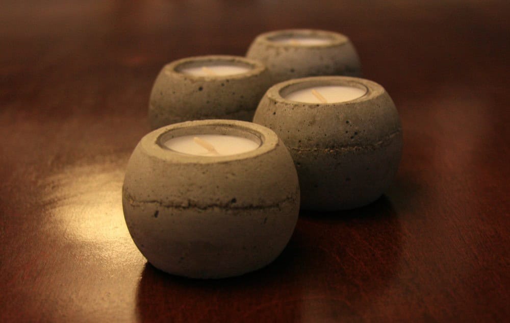 Round Concrete Tea Light Candle Holder Buy it here: www.etsy.com
