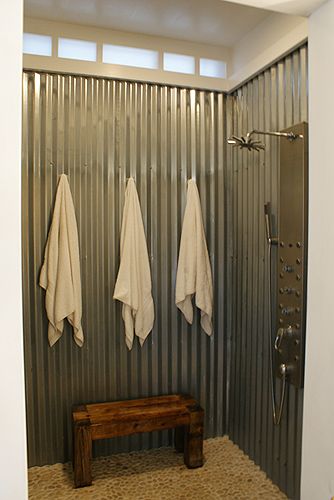 25 Incredible Open Shower Ideas, How To Make A Corrugated Tin Shower