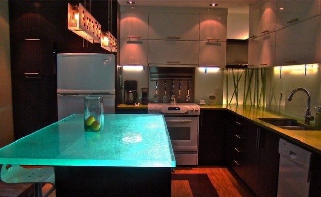 19 Adorable &amp; Stylish Glass Kitchen Countertop Design Ideas