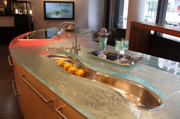 19 Adorable &amp; Stylish Glass Kitchen Countertop Design Ideas