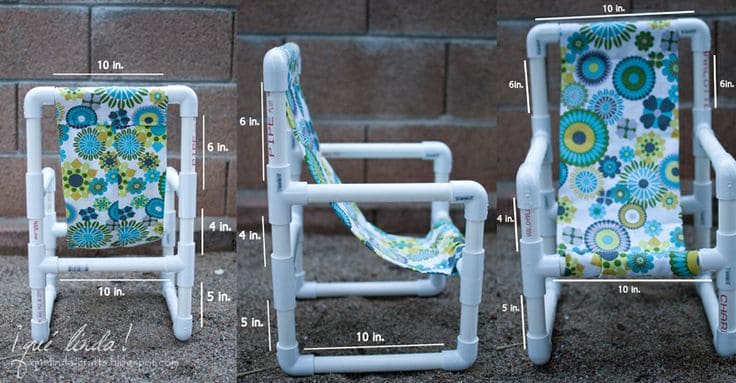 7. Buy PVC pipes and create a small chair with some fabric 7