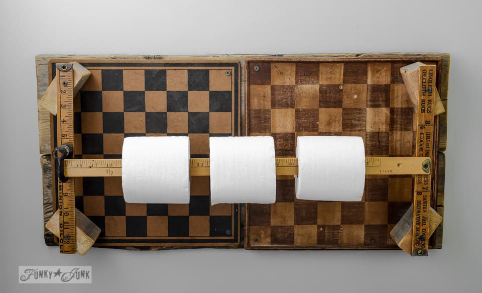 Checkerboard Yardstick Toilet Paper Holder 8