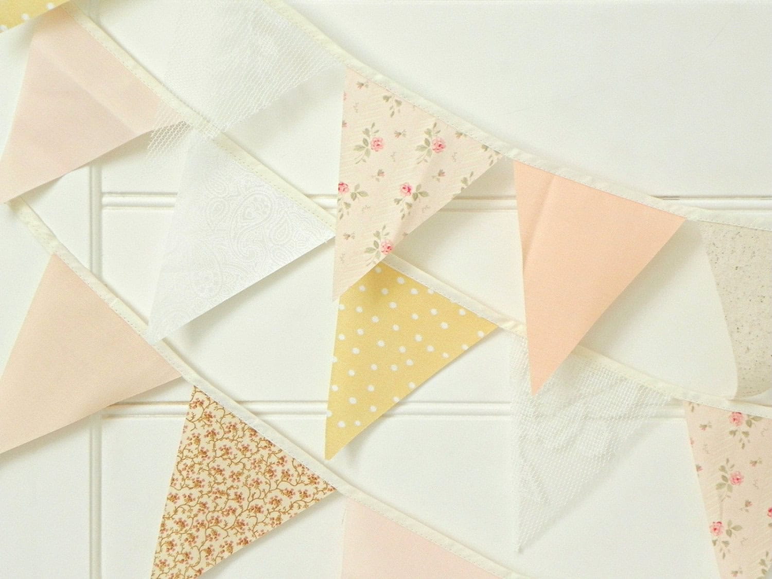 Rose Gold Champagne Lace and Burlap Fabric Bunting Buy it here: www.etsy.com