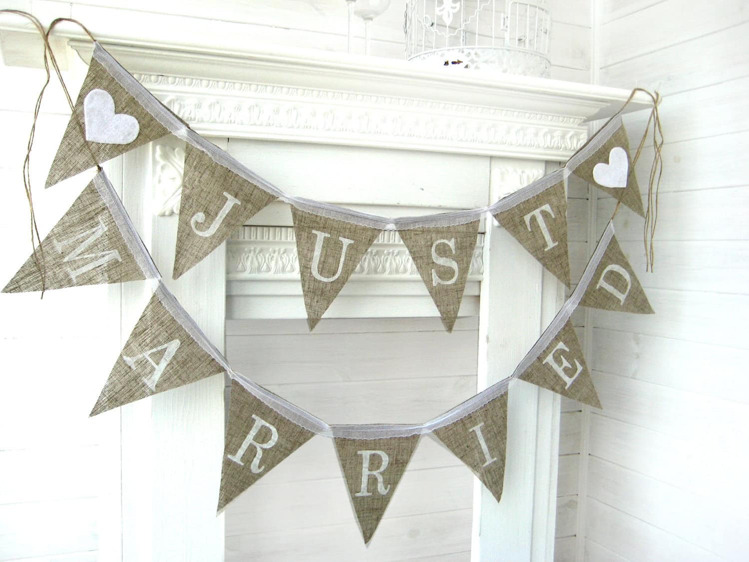 JUST MARRIED burlap banner Buy it here: www.etsy.com