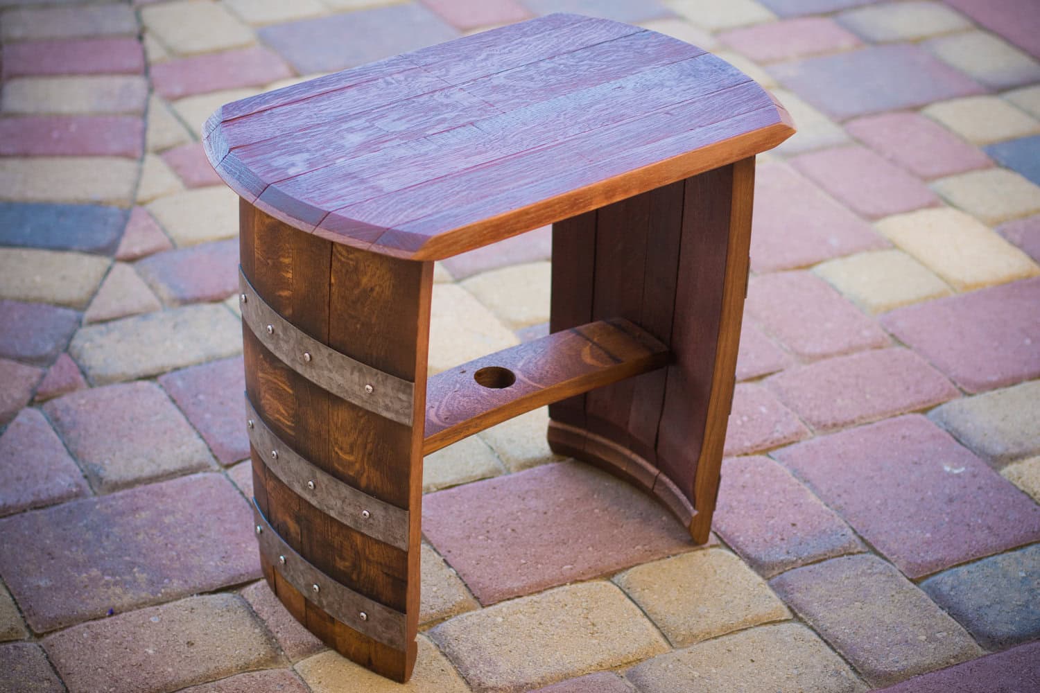 Wine Barrel Top Bench/End Table Buy it here: www.etsy.com