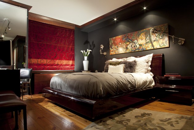 17 Dramatic Bedroom Designs with Dark Walls