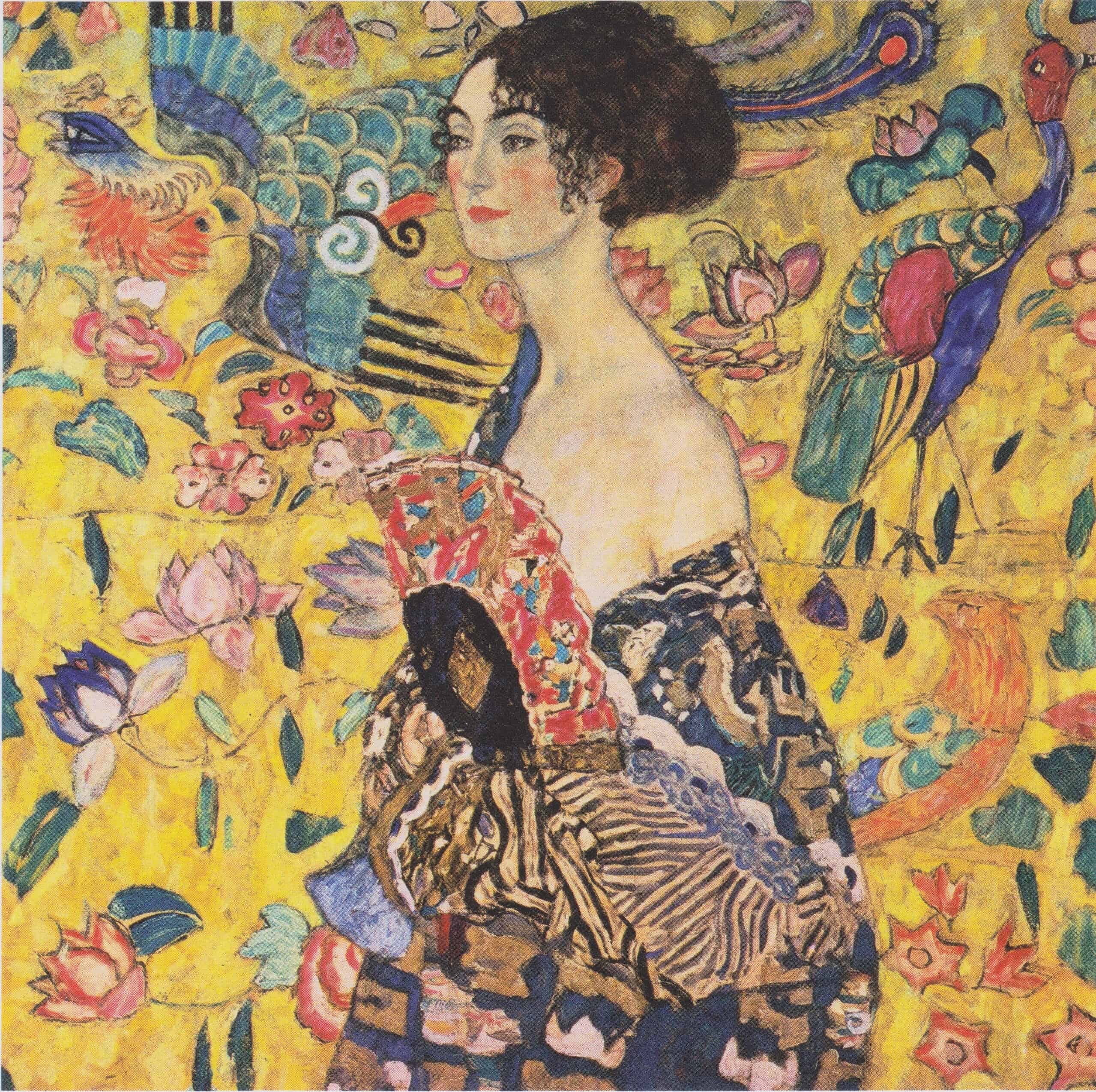Lady with a Fan by Gustav Klimt vibrant late portrait