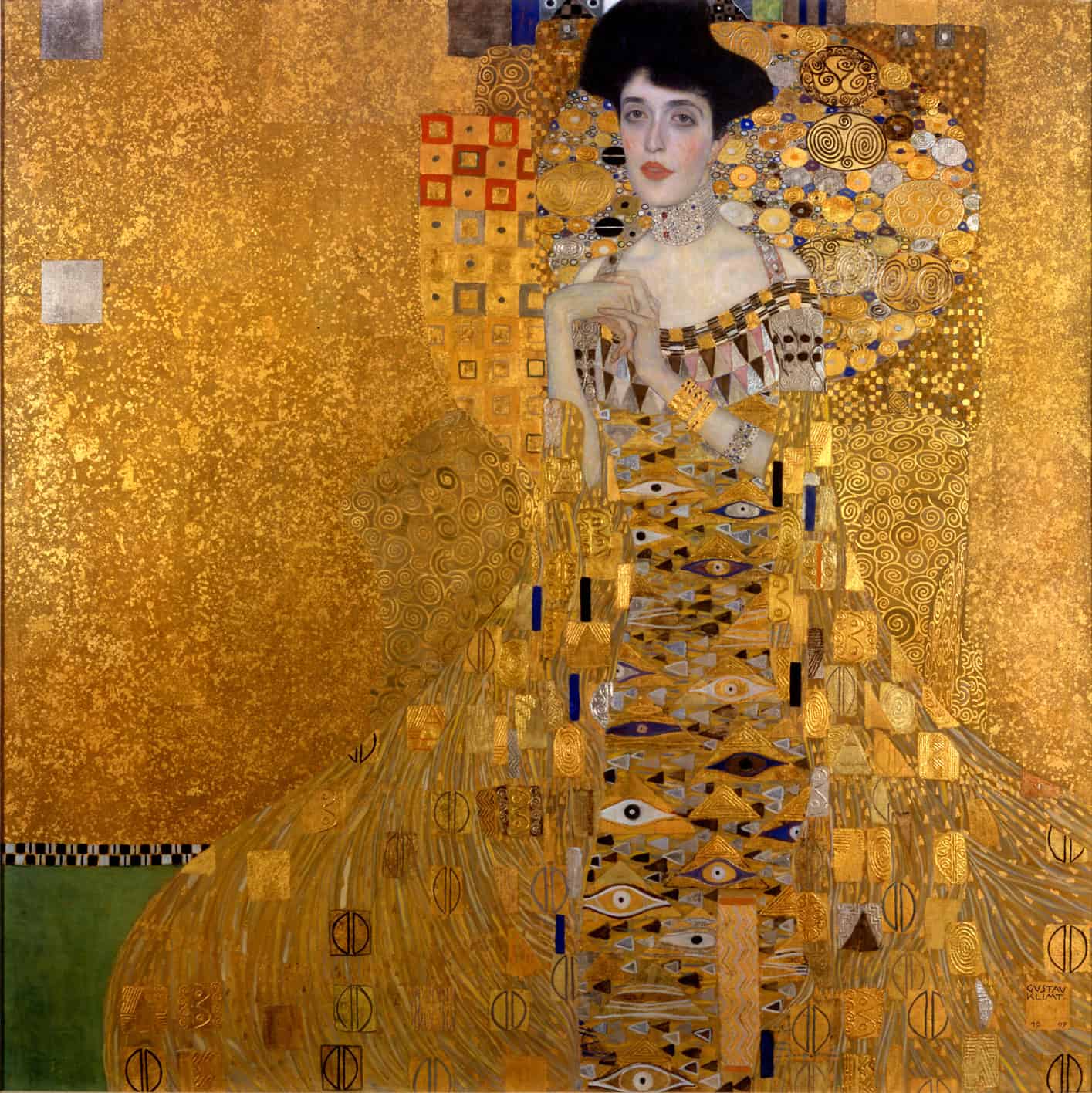 Portrait of Adele Bloch-Bauer I by Gustav Klimt in gold leaf