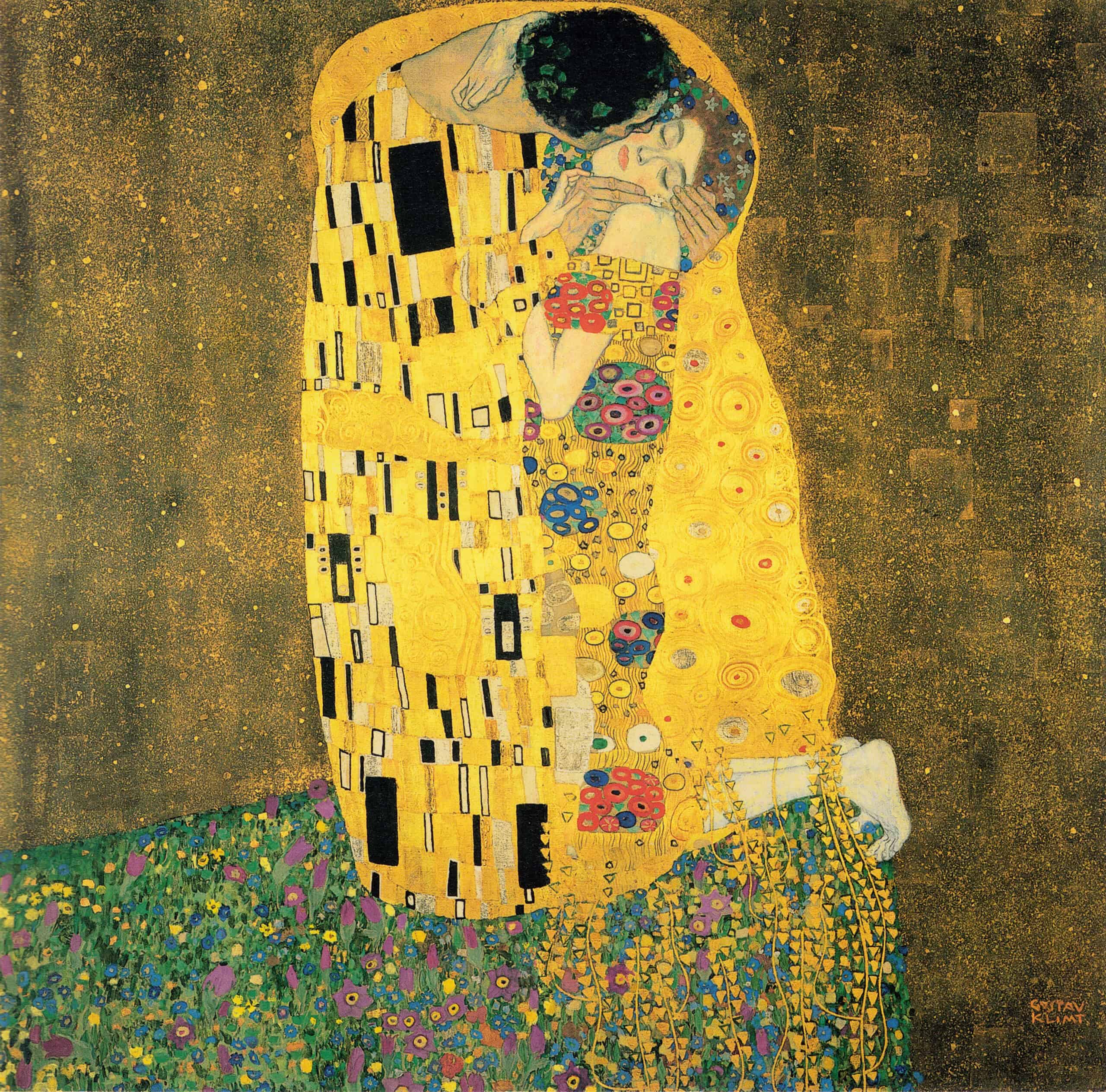 The Kiss by Gustav Klimt, iconic Golden Phase painting