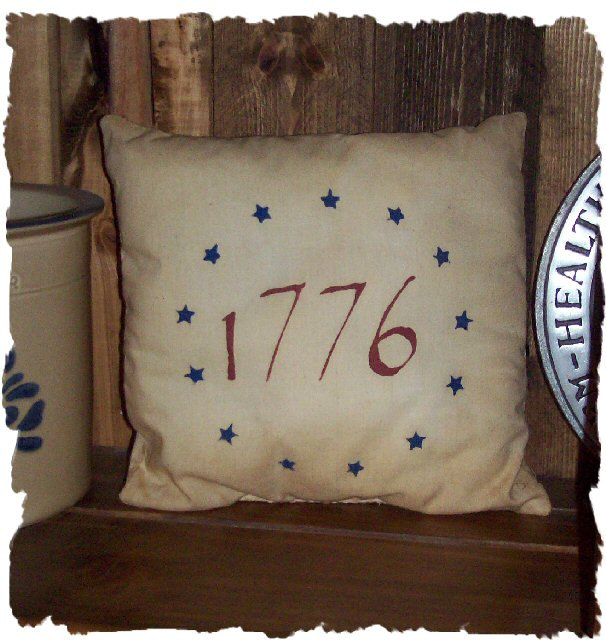 Mini Miniature Dollhouse USA Flag Homespun Patriotic Farmhouse Pillow Handmade 