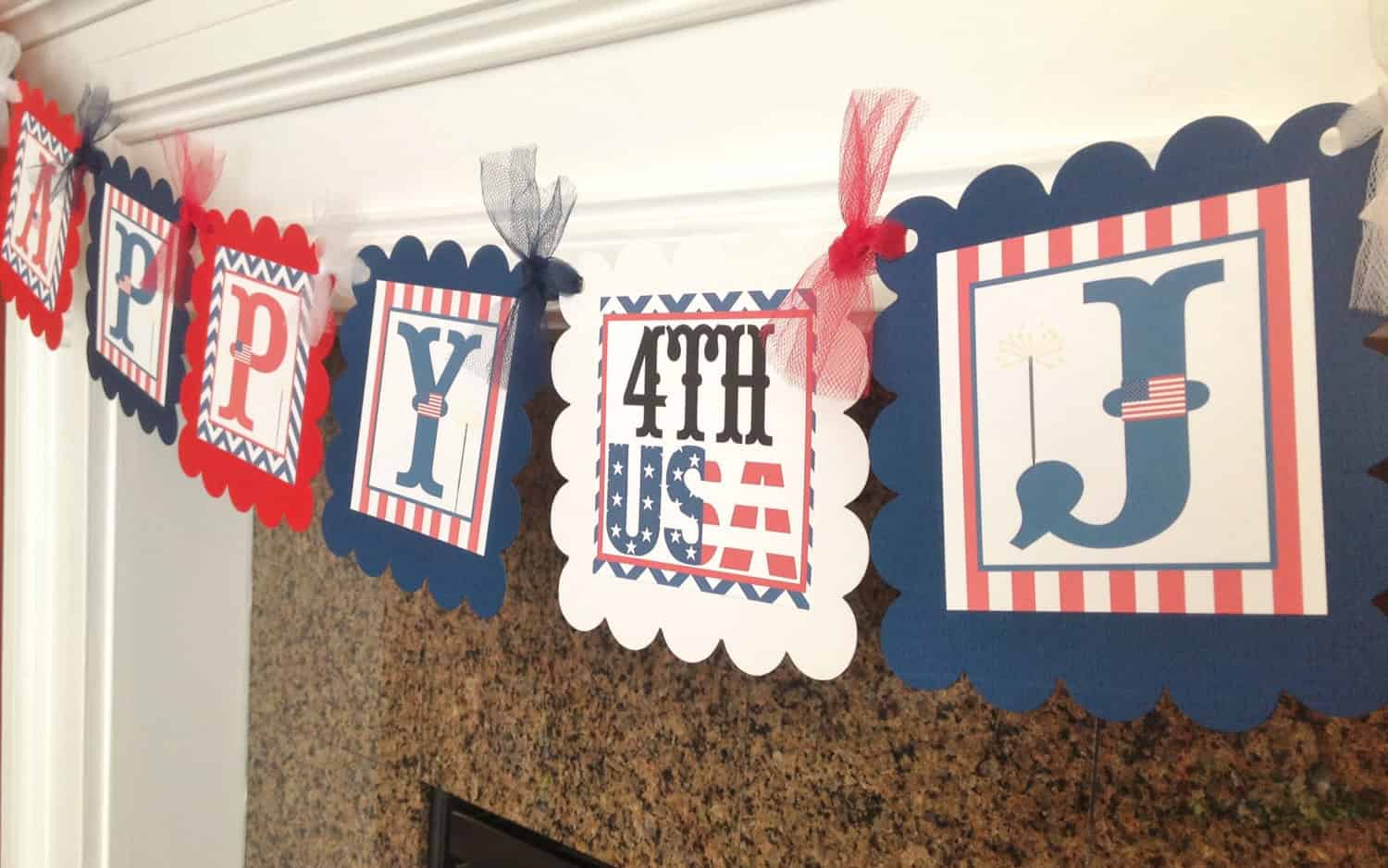 Happy 4th July Patriotic Banner Buy it here: www.etsy.com