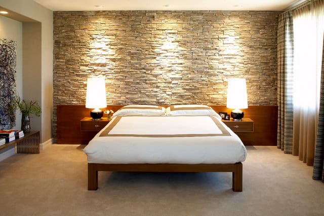 19 Elegant Stone Wall Bedroom Design Ideas 5