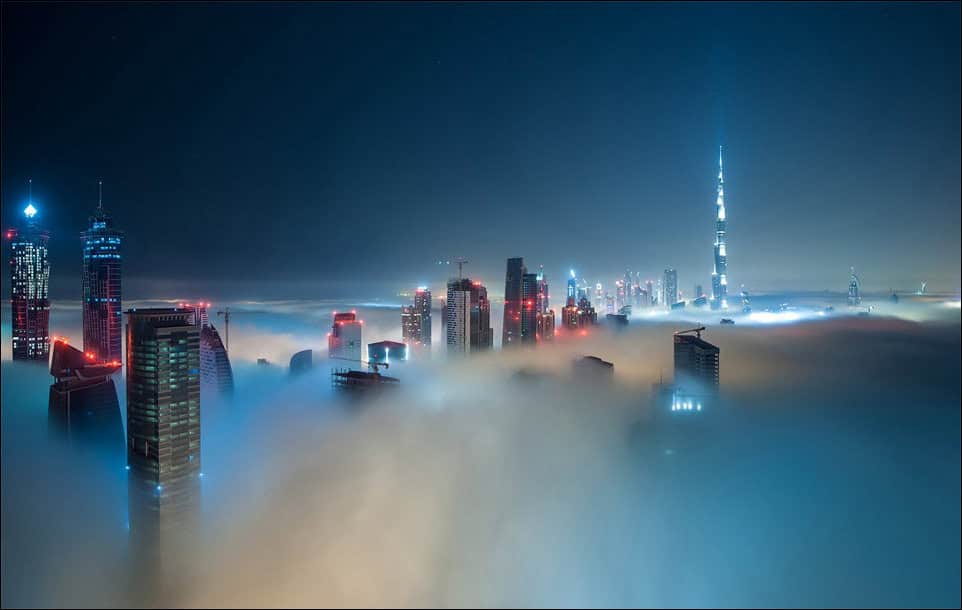 The Skyline of Dubai, Covered in Fog Photo by: Sebastian Opitz