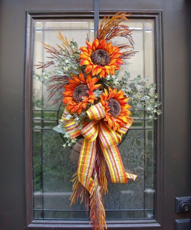 fall decorations decor diy door swag easy cheap wreaths arrangements autumn floral wreath swags sunflower thanksgiving arrangement decorating try need