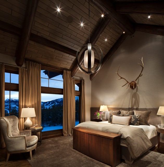 bedroom rustic cozy interior designs winter mountain
