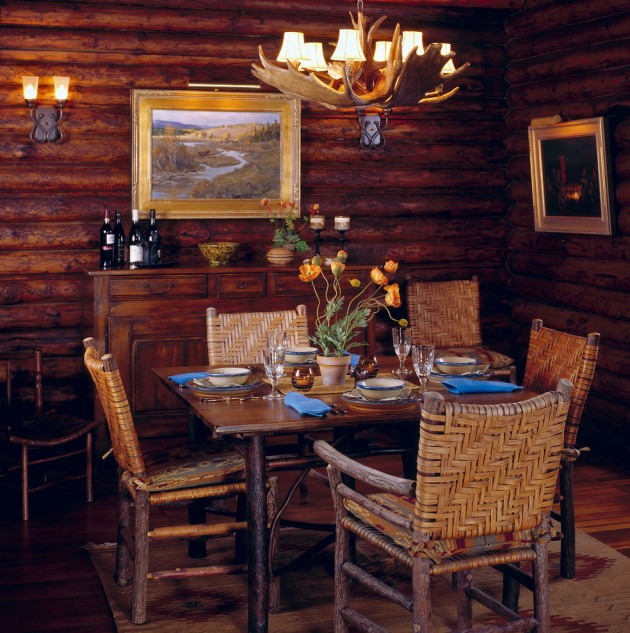 Cozy Rustic Dining Room Designs, Rustic Cabin Dining Chairs