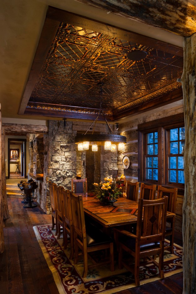 rustic cabin dining room cozy warm designs foxtail residence