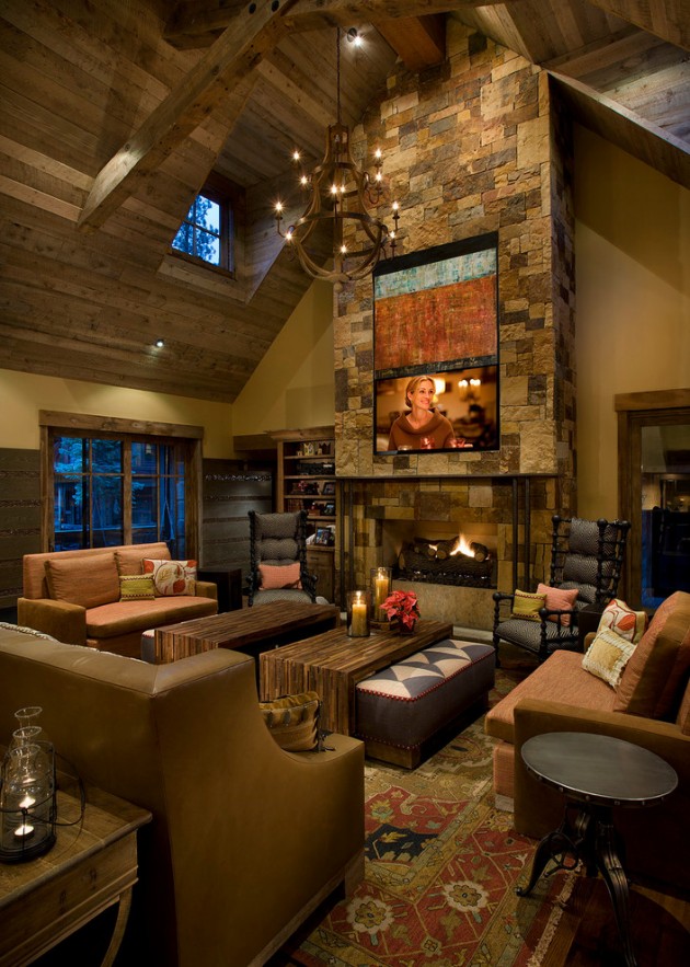 rustic family room winter designs warm cabin mountain