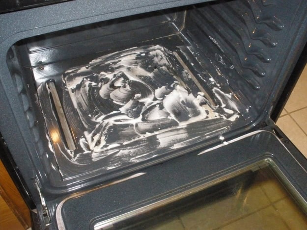 Scrub the inside of your stove with a baking soda-water paste 10