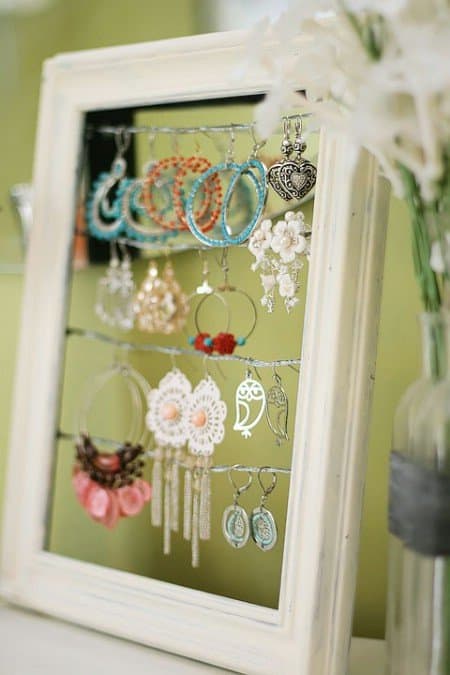 Turn a broken picture frame into an earring holder 10